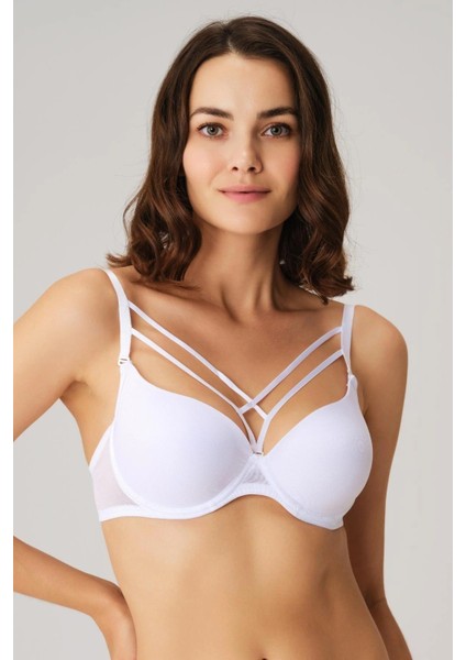 Bicomi Balenli Desteksiz Dolgusuz Askıları Çıkabilen Yaka Detaylı T-Shirt Sütyeni