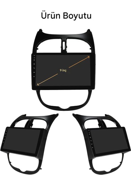 Peugeot 206 Wifi Gps Kablosuz Carplay 9 Inç 4gb Ram 32GB Depolama Kamera Multimedya Navigasyon Sistemi - 1999-2010 Model modelleri