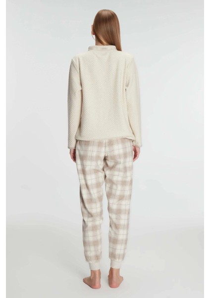 Bicomi Fermuarlı Uzun Kol Sweatshirt Pantolon Takım Viskon ve Pamuklu Pijama Takımı fiyatları