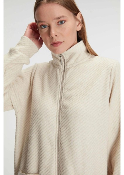 Bicomi Fermuarlı Uzun Kol Sweatshirt Pantolon Takım Viskon ve Pamuklu Pijama Takımı indirimleri