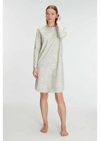 Bicomi Pamuklu Uzun Kollu Gecelik