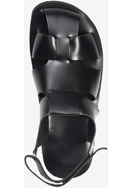 Erkek Siyah Hakiki Deri Sandalet 3Y1US62620