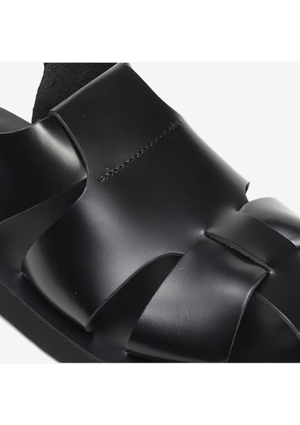 Erkek Siyah Hakiki Deri Sandalet 3Y1US62620