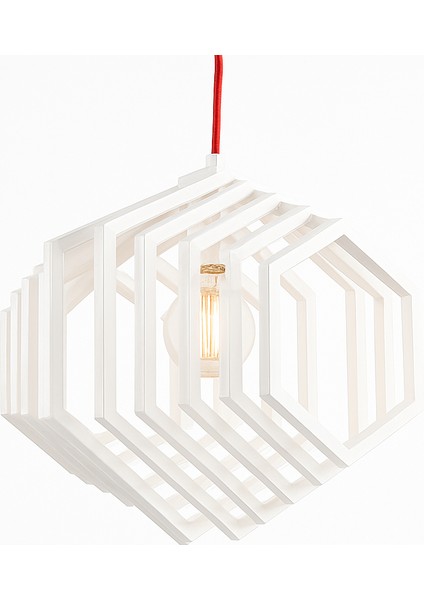 Modern Ahşap Geometrik Avize – Dekoratif Tasarım Sarkıt Lamba