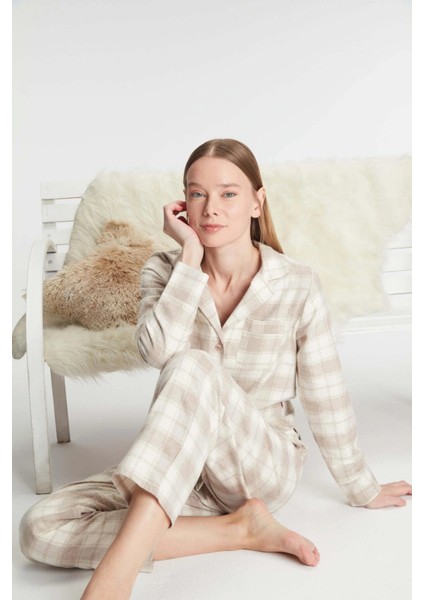 Bicomi Pamuklu Uzun Kol Gömlek Pantolon Pijama Takımı