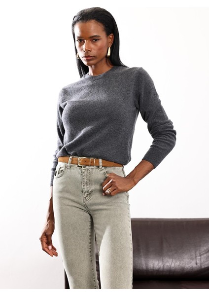 Antrasit Bisiklet Yaka Kaşmir Basic Triko