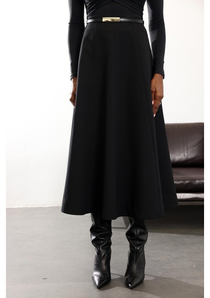 Siyah Tok Dokulu Midi Kate Etek 50220 fırsatları