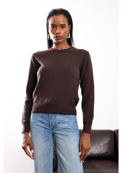 Kahverengi Bisiklet Yaka Kaşmir Basic Triko modelleri