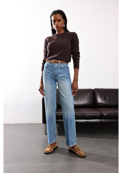 Kahverengi Bisiklet Yaka Kaşmir Basic Triko indirimleri