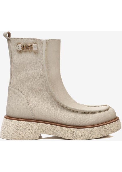 Kadın Ekru Hakiki Deri Casual Bot 3K2UB32740