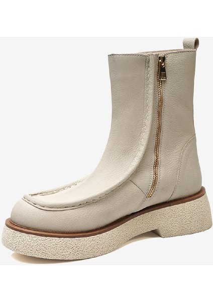 Kadın Ekru Hakiki Deri Casual Bot 3K2UB32740