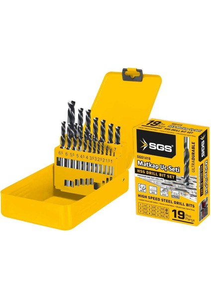 Sgs 1419 Hss Matkap Ucu Seti 19 Parça