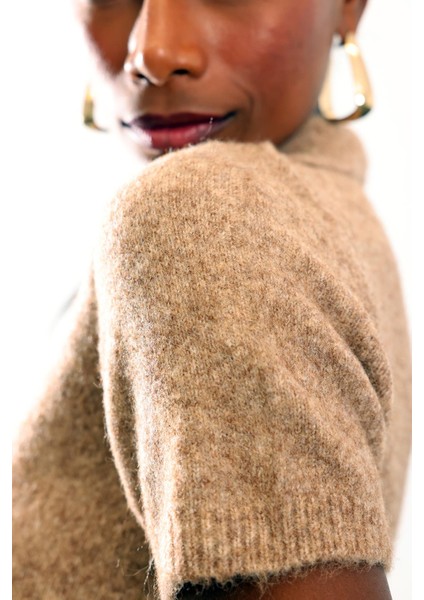 Camel Polo Yaka Kısa Kol Triko