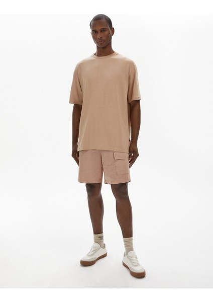 Kısa Kollu Sıfır Yaka Relaxed Pembe T-Shırt