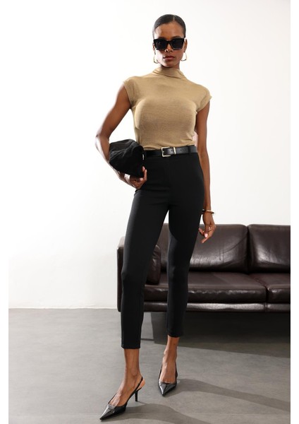 Siyah Likralı Cigarette Kumaş Pantolon 9045 modelleri