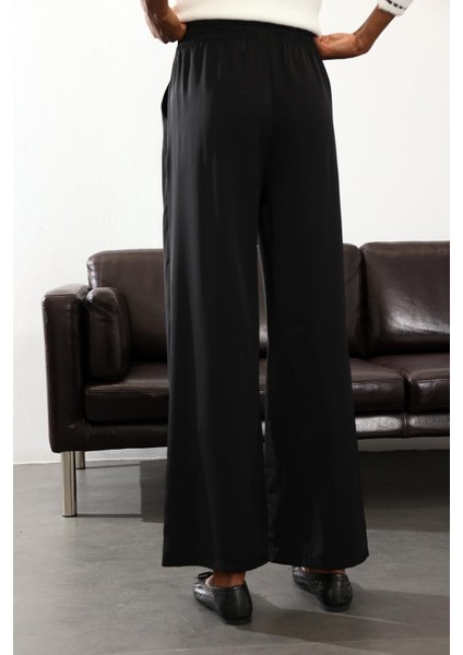 Siyah Beli Lastikli Kırışmaz Rahat Pantolon 70858