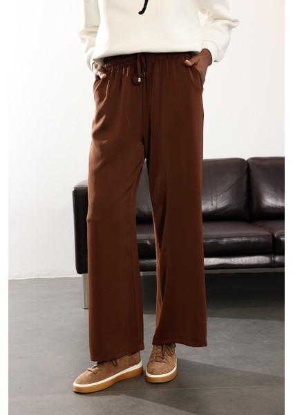 Kahverengi Beli Lastikli Kırışmaz Rahat Pantolon 70858 fırsatları
