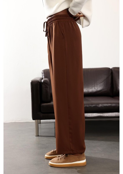 Kahverengi Beli Lastikli Kırışmaz Rahat Pantolon 70858 indirimleri