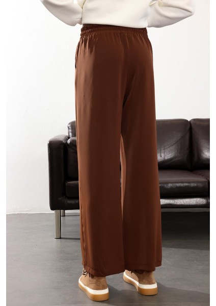 Kahverengi Beli Lastikli Kırışmaz Rahat Pantolon 70858