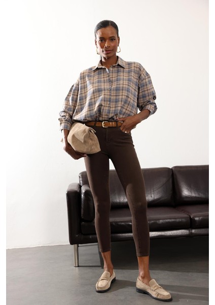 Kahverengi Ithal Full Likra Toparlayan Skinny Jean 7277 fırsatları