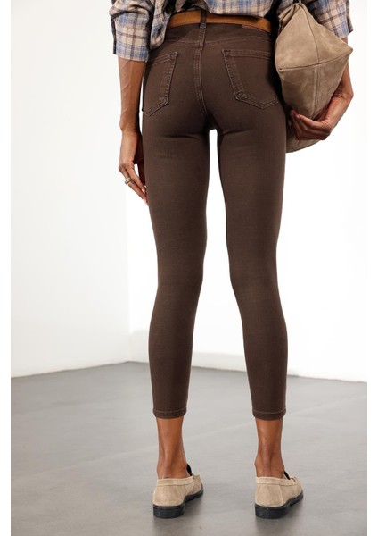 Kahverengi Ithal Full Likra Toparlayan Skinny Jean 7277