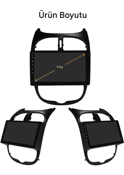 Peugeot 206 Wifi Gps Carplay 9 Inç 6gb Ram 128GB Depolama Kamera Multimedya Navigasyon Sistemi - 1999-2010 Model modelleri