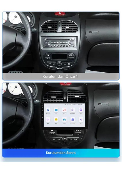 Peugeot 206 Wifi Gps Carplay 9 Inç 6gb Ram 128GB Depolama Kamera Multimedya Navigasyon Sistemi - 1999-2010 Model fırsatları
