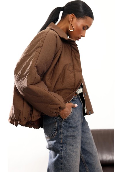 Kahverengi Su Itici Şişme Mont 36862