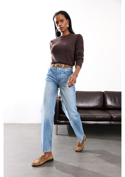 Mavi Yüksek Bel Relaxed Jean modelleri