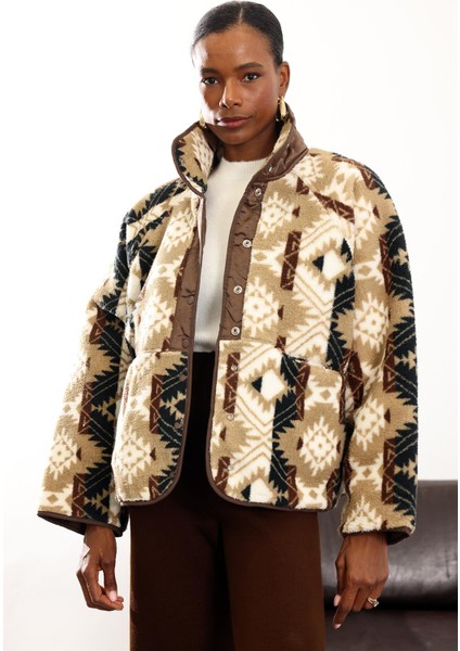 Kahverengi Çift Taraflı Şişme Polar Mont 01304 modelleri