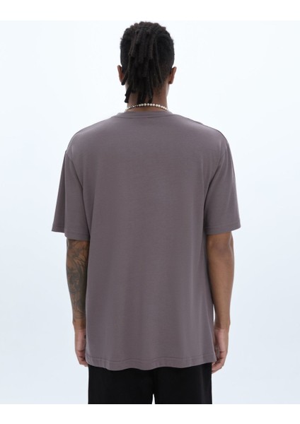 Kısa Kollu Sıfır Yaka Relaxed Mor T-Shırt modelleri