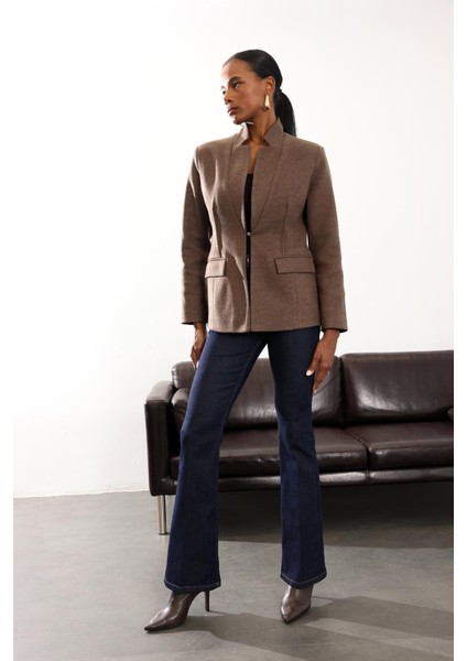 Kahverengi Yün Dokulu Binici Blazer Ceket 358002 fiyatları