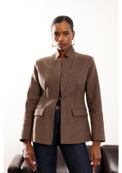 Kahverengi Yün Dokulu Binici Blazer Ceket 358002 fırsatları