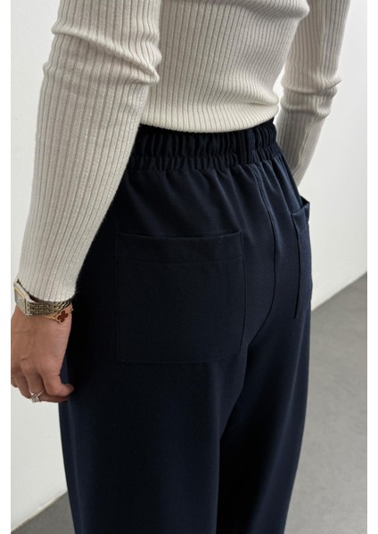 Lacivert Beli Lastikli Kumaş Pantolon 2006