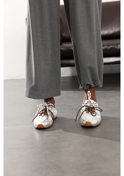 Gri Beli Lastikli Kumaş Pantolon 2006