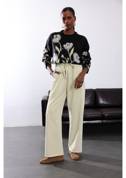 Ekru Beli Lastikli Kadife Pantolon 71211 fiyatları