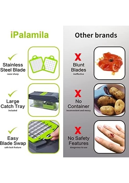 Sebze Kesici – Küp Doğrayıcı – Sebze Doğrayıcı – Sebze Rendesi – Atışlar, Dilimler Için Uygun, 14&apos;ü 1 Arada Çok Fonksiyonlu Kesici, Soğan Doğrayıcı, Salata Kesici, Mandolin, Abs fiyatları