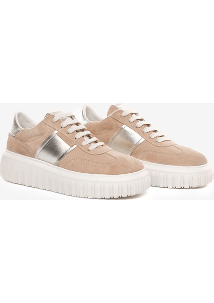 Kadın Bej Hakiki Deri Sneaker Ayakkabı 5K2SA35371