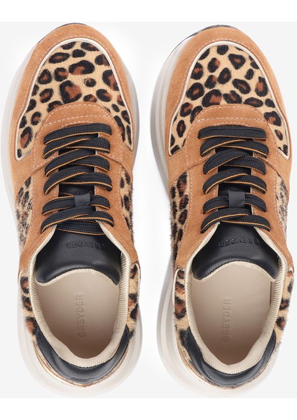 Kadın Taba Leopar Hakiki Deri Spor Ayakkabı 5K2SA34413 indirimleri