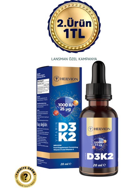 D3 K2 Vitamini 20 ml (400 Damla ) 1000 Iu D3 , 25 Mcg K2 Vitamini