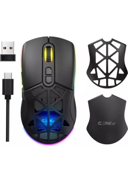 Nexus Air V1 Kablosuz 10000 Dpi Pixart PMW3325 Sensör Değiştirilebilir Kapaklı Rgb Kablosuz Gaming Mouse Siyah