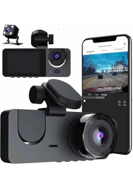 Bfs 3 Kameralı 2 Inç 1080P Araç Içi Kamera Sürüş Kamerası Carplay modelleri