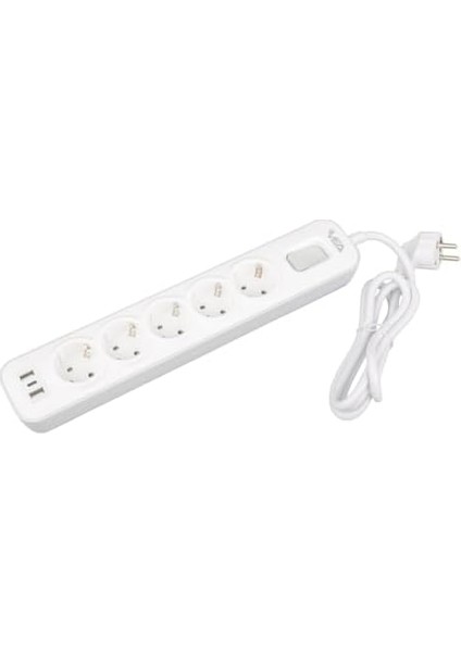 LED A Kalite Priz 3&apos;lü 4&apos;lü ve 5&apos;li 2 USB + 1 Type-C Girişli 16 Max 4000 Watt 5V 2.6 Aç-Kapa Anahtarlı 1.5 Metre Kablolu Akım Koruma Çocuk Koruma Yangın Koruma (5&apos;li) fiyatları
