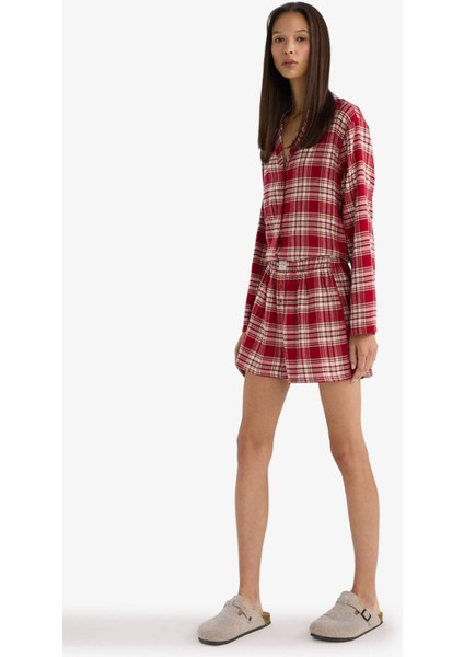 Regular Fit Flanel Kareli Şort Pijama Altı-Fall in Love F3675AX25WN modelleri