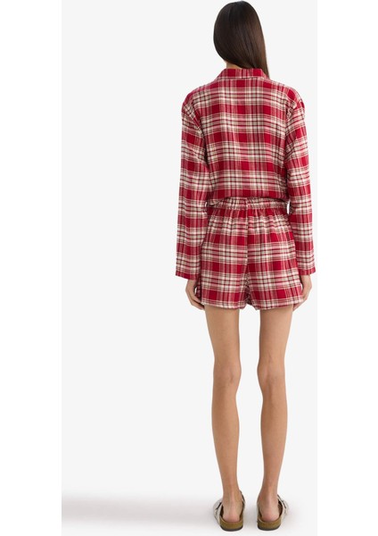 Regular Fit Flanel Kareli Şort Pijama Altı-Fall in Love F3675AX25WN