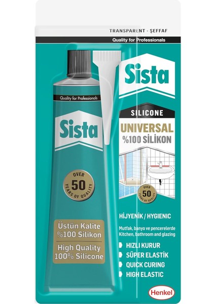 Silikon, Üstün KALITE%100 Şeffaf Silikon, Mutfak, ve Pencereler Için Hızlı Kuruyan Dolgu Macunu, Sararma ve Küflenme Yapmaz, 50 gr Tüp