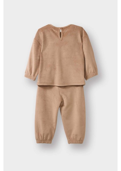 Kız Bebek Pijama Takımı Bulut Baskılı Uzun Kollu Welsoft Pelüş Üst Uzun Alt G1527A525WN