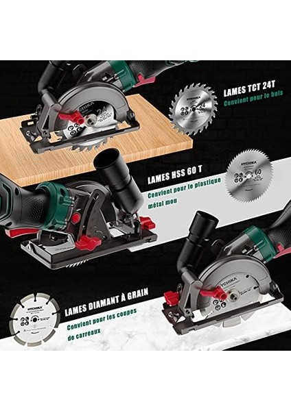 Daire Testeresi, 750W Daire Testere 3500U, 6 Testere Bıçağı (115 ve 125 Mm), Kılavuz ve Kılavuz Ray, Maksimum Kesme Derinliği 48 mm (90°)/32 mm (45°), Yumuşak Metal, Vb. modelleri