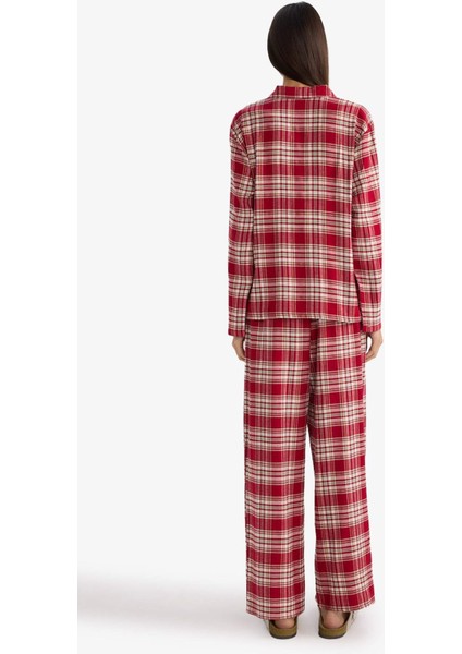 Regular Fit Flanel Kareli Uzun Kollu Pijama Üstü-Fall in Love F3676AX25WN modelleri