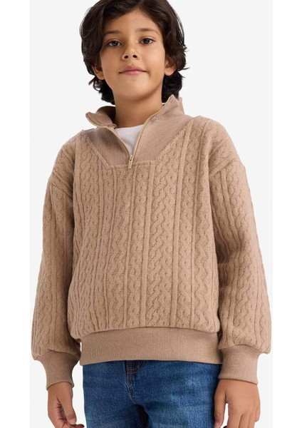 Erkek Çocuk Yarım Fermuarlı İçi Yumuşak Tüylü Sweatshirt G3674A825CW modelleri